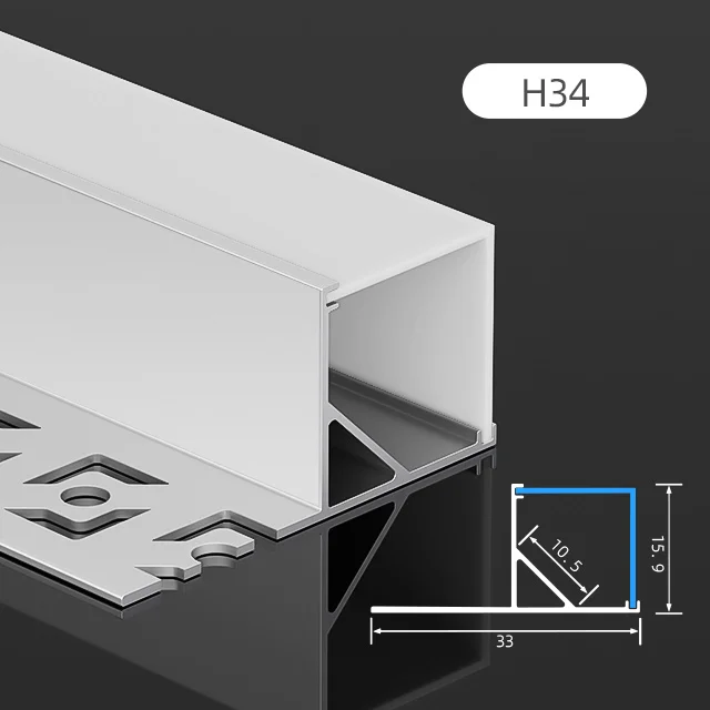 H34 Ceiling Wall Linear Lamp Embedded Alu Profil Extrusion Channel Frame Recessed Aluminum Profile for LED Strip Light