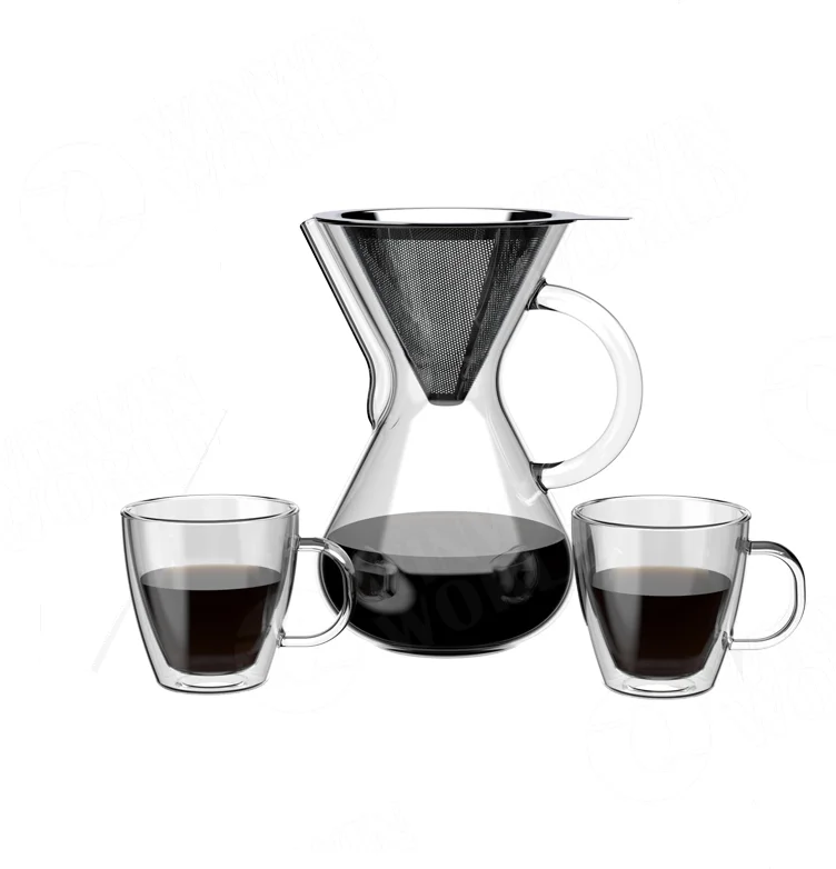 Pour Over Coffee Maker with Reusable Stainless Steel Filter Dripping Coffee Maker With Two Cups