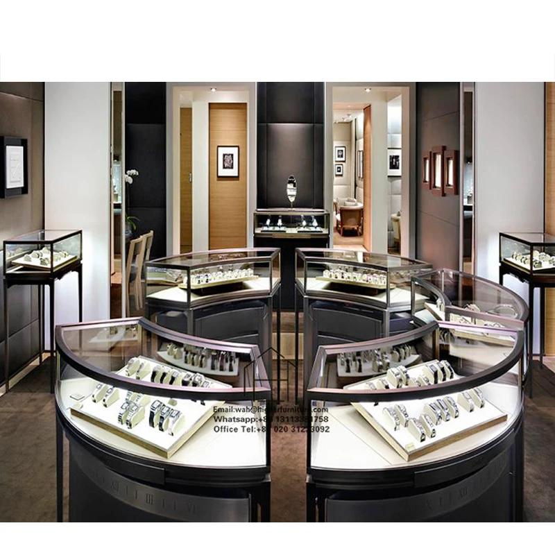 Display Cabinet Showcase Jewelry Display Showcase LED Lighting Jewelry Store Display Counter Fixtures Jewelry Shop Furniture