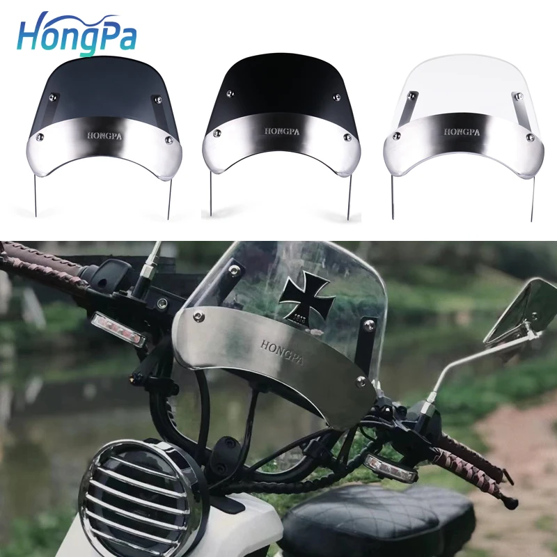 Wholesale motorcycle windshield wind deflector scooter windscreen for electric motorcycles scoorters ebike