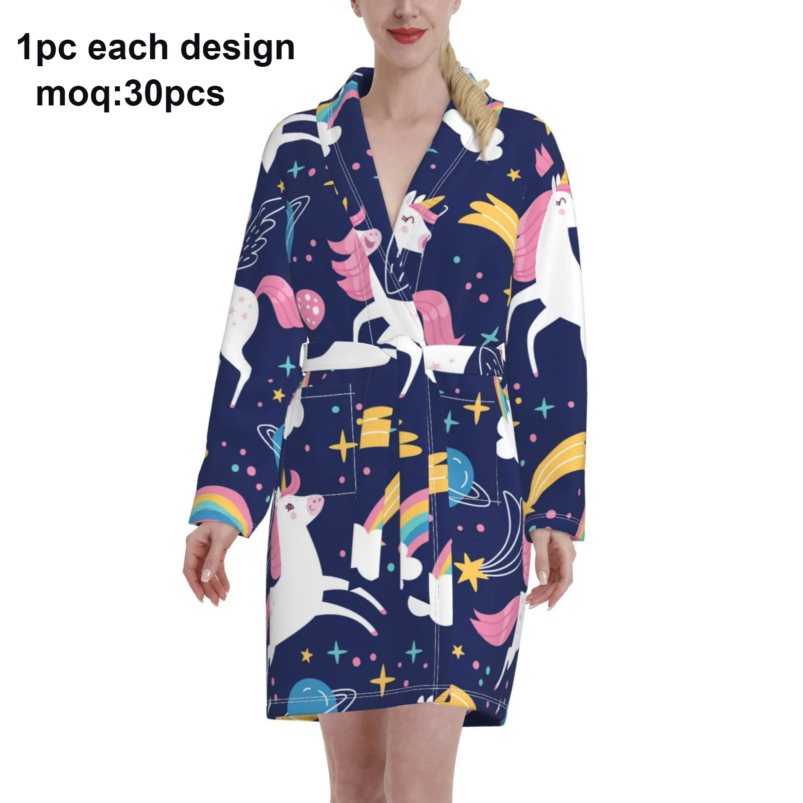 Индивидуальный флисовый халат с принтом пижама кимоно для мужчин и женщин