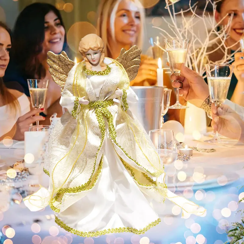 Hot Selling 2022 New Style Christmas Tree Topper Angel With Led Lighted