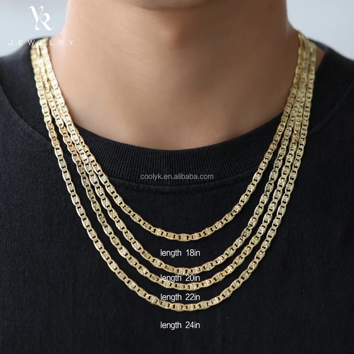 FC5019 Fashion14K 18-каратное мужское ожерелье, модное легкое роскошное индивидуализированное позолоченное ожерелье в стиле хип-хоп, может быть оптом