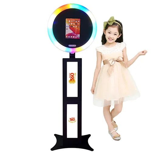 2024 High Quality 12.9 Inch iPad Pro Photo Booth RGB 360 Degree LED Lighting Backgrounds Compatible with SLR Cameras Smartphones