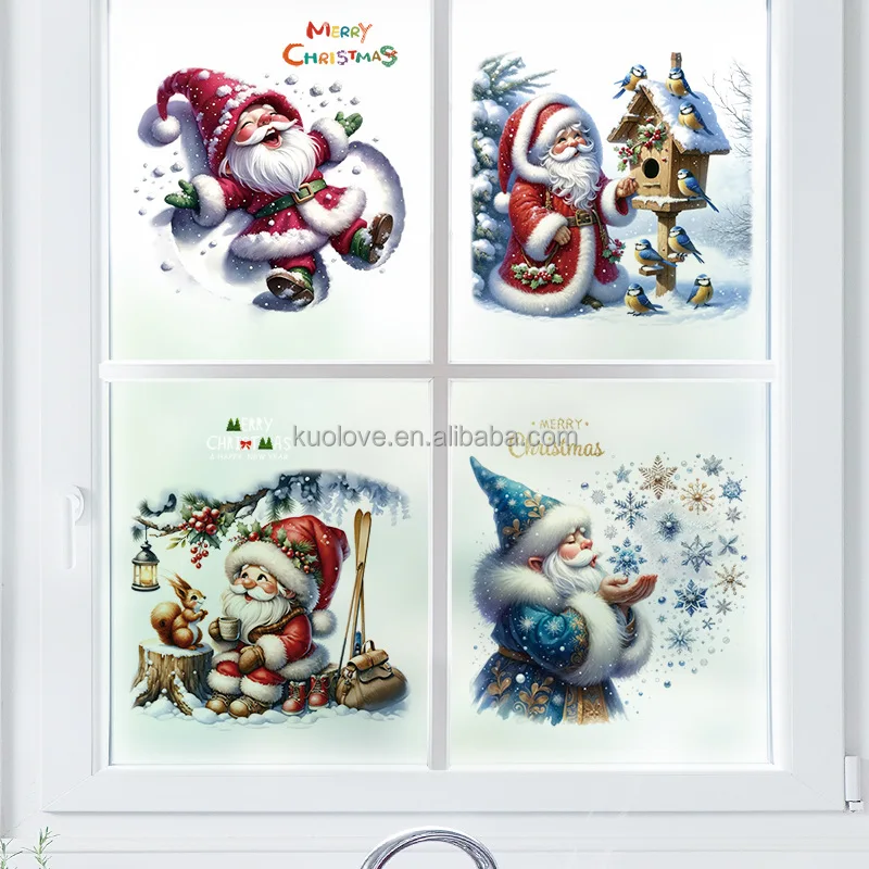 Santa Claus Snowflake elk Wall stickers Christmas Party decoration stickers Glass electrostatic PVC wallpaper