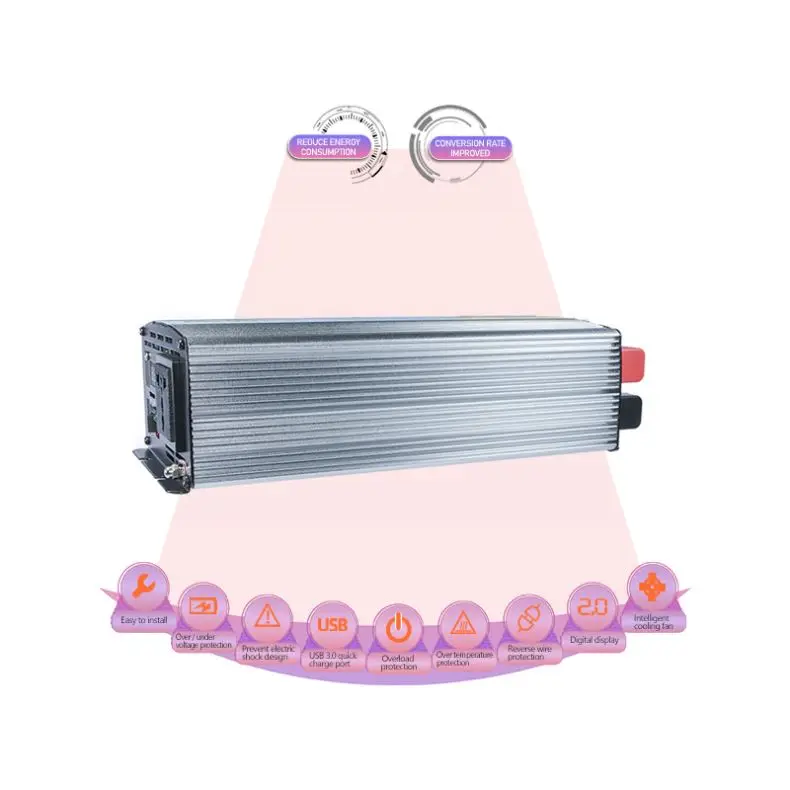Новый дизайн инвертор корпус из алюминиевого сплава для инвертор 12 В 220 Инвертор постоянного тока в переменный 12V_220V_Inverter USB порт QC 3,0 для дома
