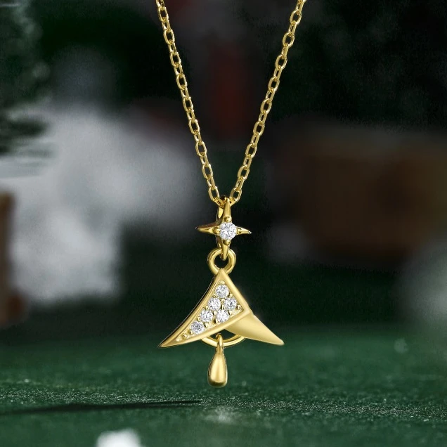 Dylam Trendy Christmas Tree Necklace 925 Sterling Silver Jewelry 5A Cubic Zirconia Tree Pendant Women Link Chain Necklaces