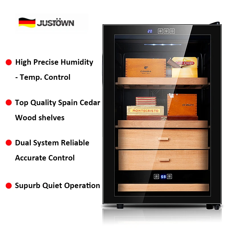 65 профессиональный шкаф, электрический охладитель высокого качества бесплатно с испанскими кедровыми ящиками, охлаждающий хьюмидор для сигар