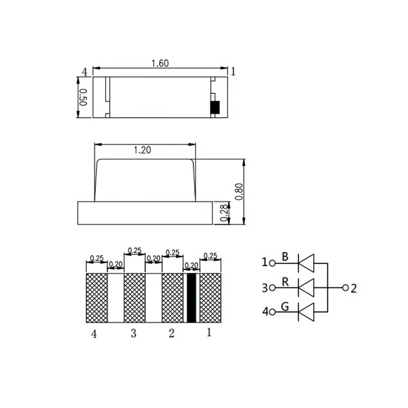 Small Size Side Mount RGB SMD LED, 0603/0602 Tricolor Surface Diode LED