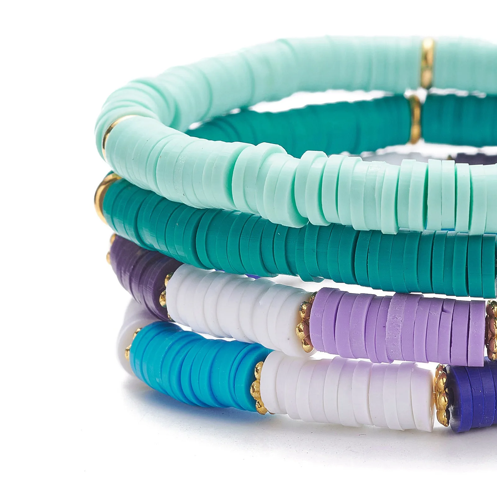 PandaHall 4 Pcs 4 Style Alloy Shell Starfish Charm Word Sweet Love Preppy Bracelet