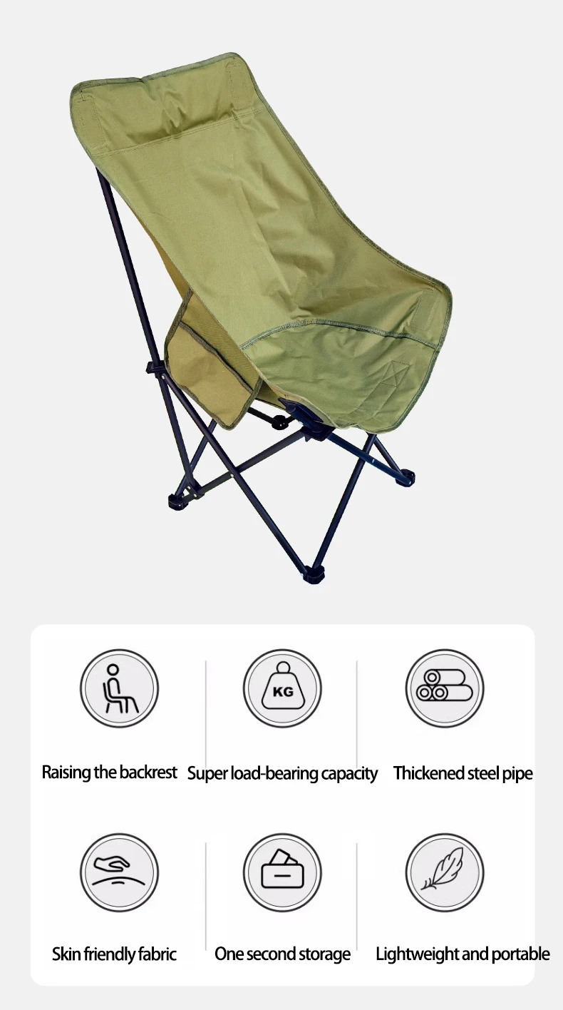 2024 cheap promotional portable premium picnic leisure adult outdoor beach camping folding fishing moon chair
