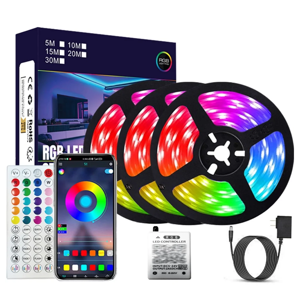 12v 5v Led Smart Strip Light Wifi APP Remote Control Flexible SMD 5050 2835 indoor RGB Led Strip Light for Living Room