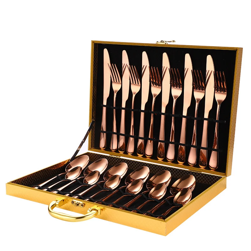 
Amazon hot sell luxury silverware cutlery set stainless steel , 24pcs stainless steel flatware set 