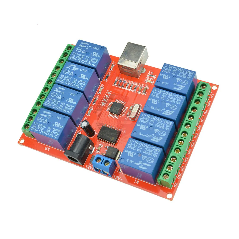 12V 8 Channel Programmable Relay Module USB Computer Control For Smart Home