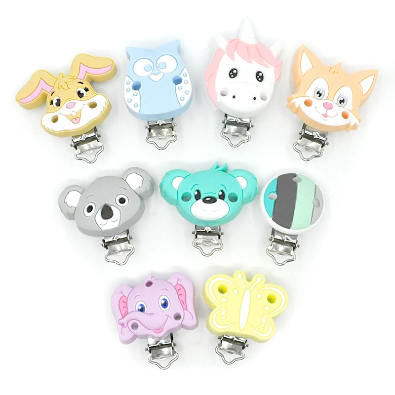 Animal Shaped Pacifier Holder Clip Silicone Bead Baby Teether Accessories Soft Toy Silicone Toys for Kids Custom pacifier clips