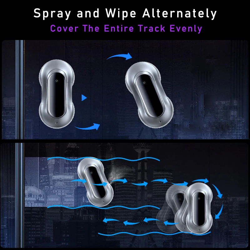 Electric Window Cleaning Robot Intelligent Wall Glass Cleaning Robot Double Side Water Spray Wipe Automatic Window Cleaner Robot
