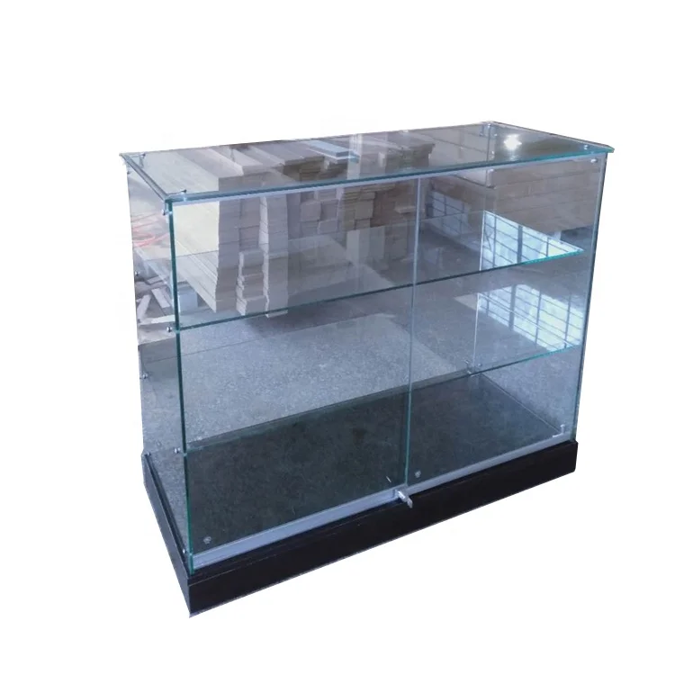 Keway 3 Shelf Tempered Glass Counter Display Racks Showcase Storage Shelving Glass Cabinet for Retail Convenience Grocery