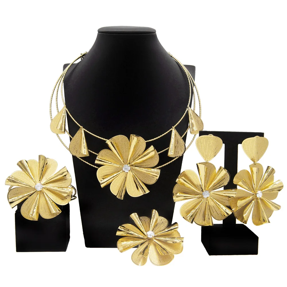 Zhuerrui Nigerian Collar Neck Jewelry Sets Choking Gold Necklace  Women Jewellery Sets Dubai Gold Bridal Jewelry Set HS2201430