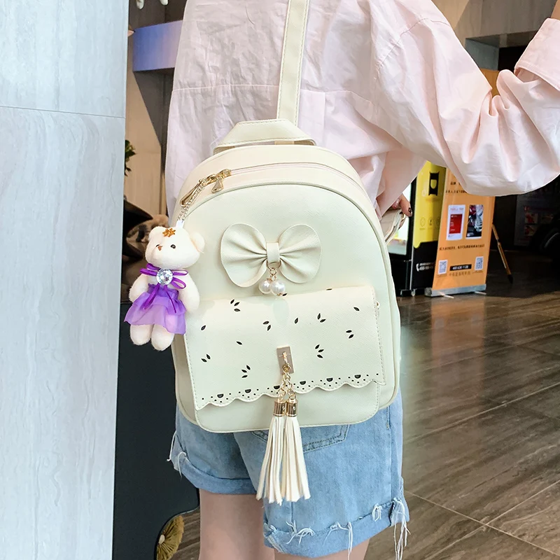JIANUO Young lady 3 pieces bag backpack for woman girls Hollow backpack set