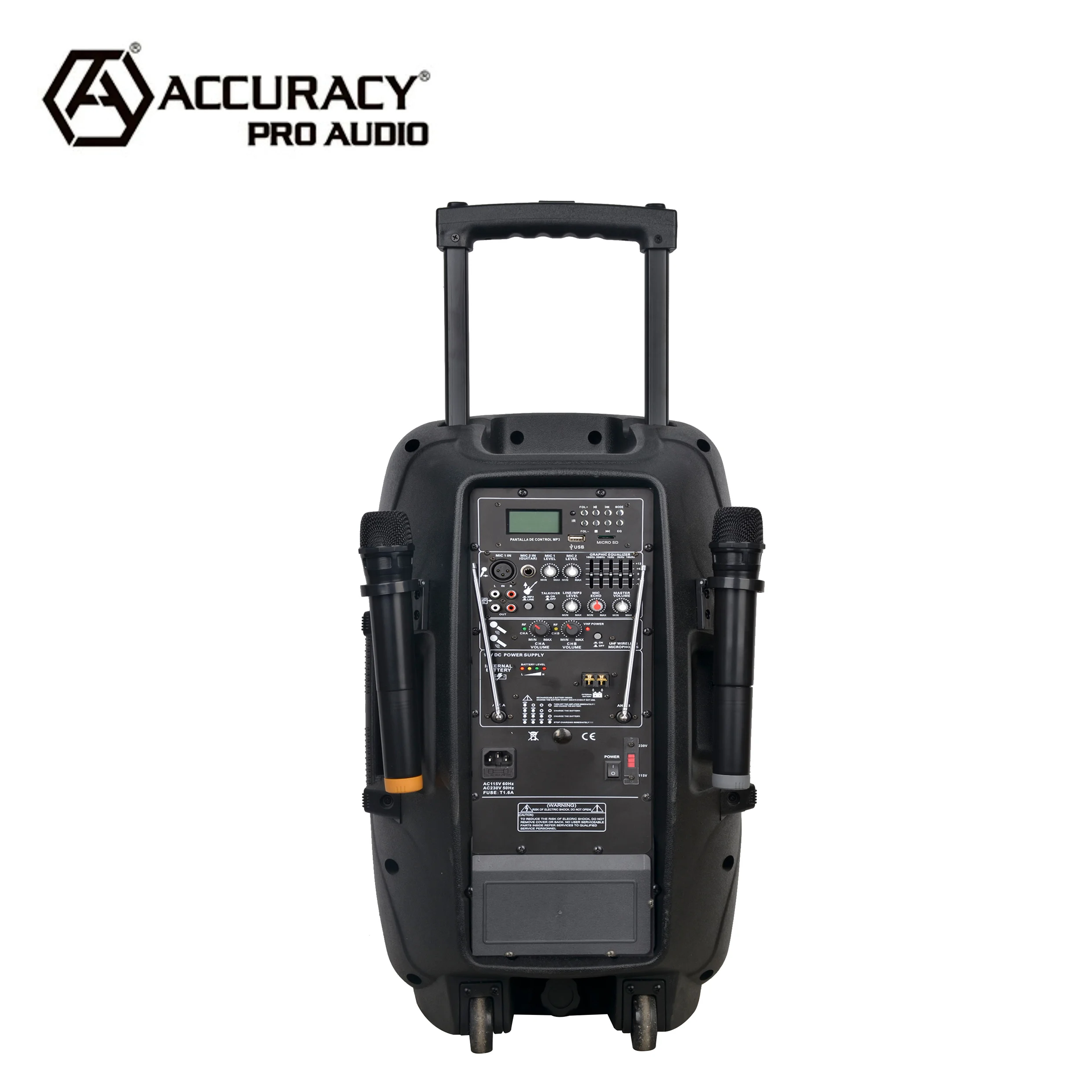 CSL15AVX 100W 15 Inch Black Audio Wireless Trolley Battery-Powered Portable Speaker Microphones Outdoor DJ Party KARAOKE BT