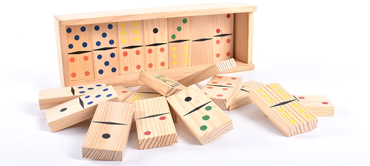 Dominos Set Game 28 Pieces Double Six Domino in Durable Wood Box for Kids Party  Anytime use