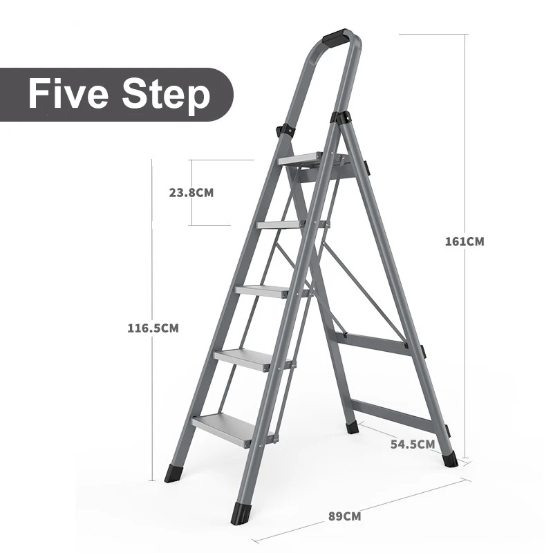 Top Brand Classic Steel Ladder Foldable 5 Step Ladder Portable Folding Step Ladder