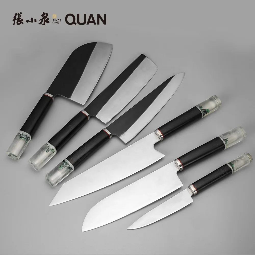 Forge Steel 5CR15 Kiritsuke knife Sushi Knife with Chinese Traditional Landscape Painting Wood Handle