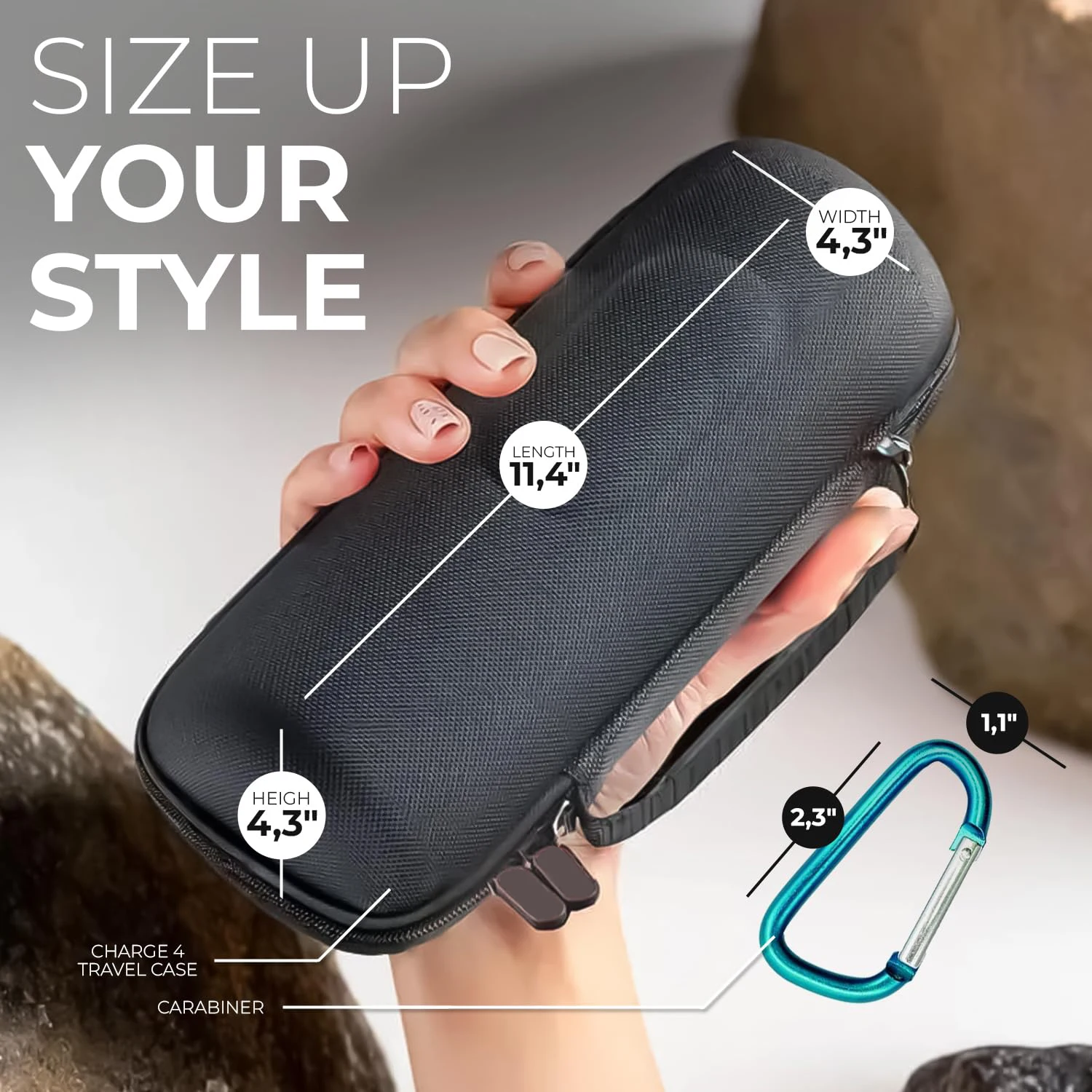 Brilliant Black Waterproof Speaker Case for JBL Charge 4/ Charge 5  Fits Multiple JBL Bluetooth Speakers (case only)