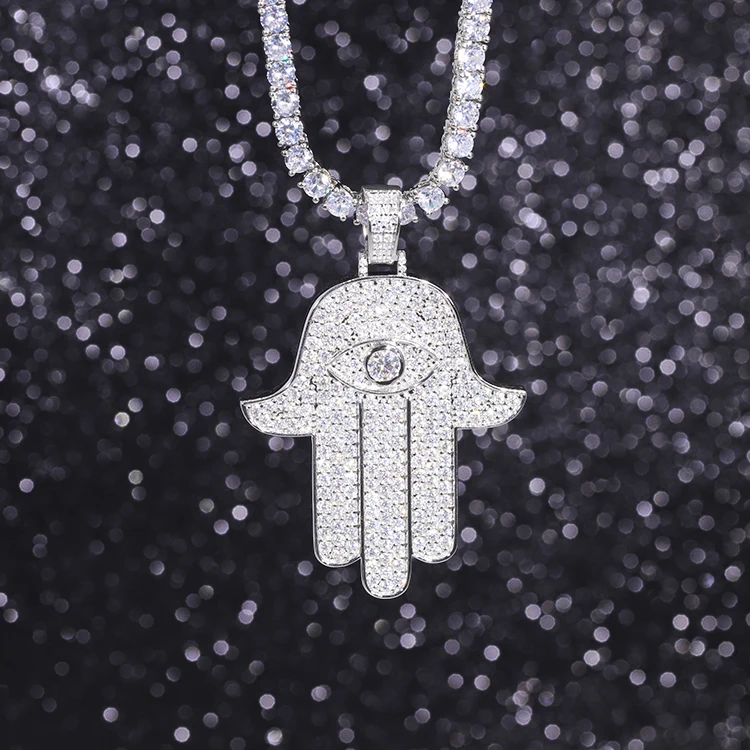 Wholesale Charm iced out Pendant 925 Silver With Moissanite Diamond for Hiphop Jewelry