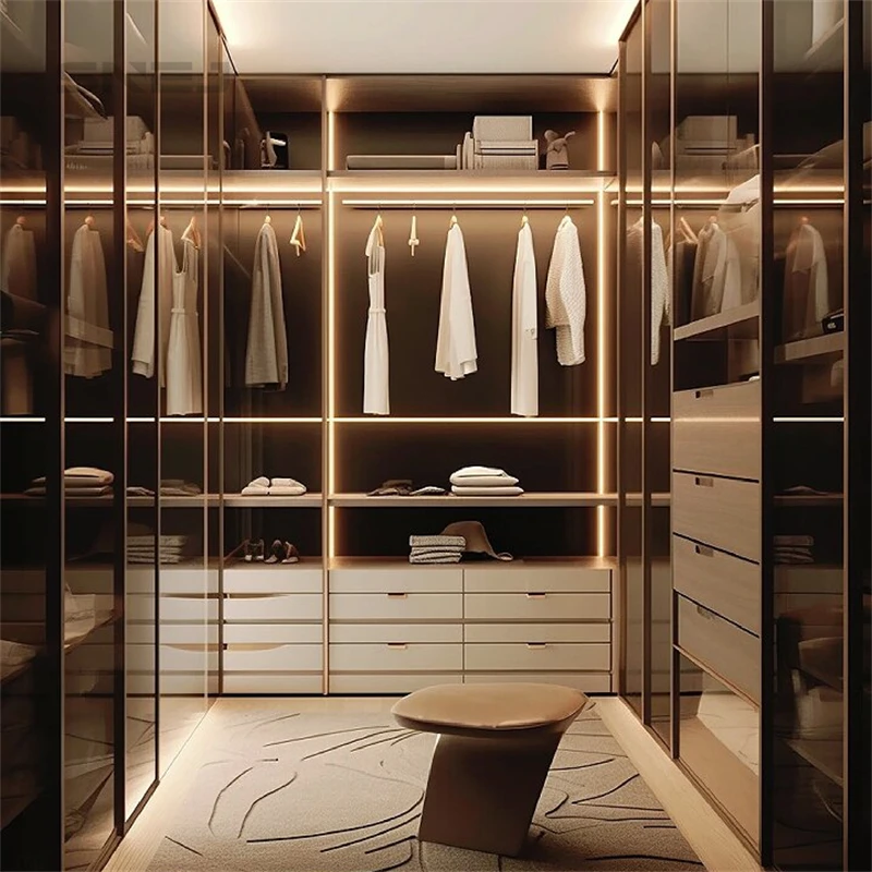 SNEJ Minimalist Design Modern Style Plenty Storage Wardrobes  Wooden with Drawers for Bedroom Cheap Price Wardrobe for Villa