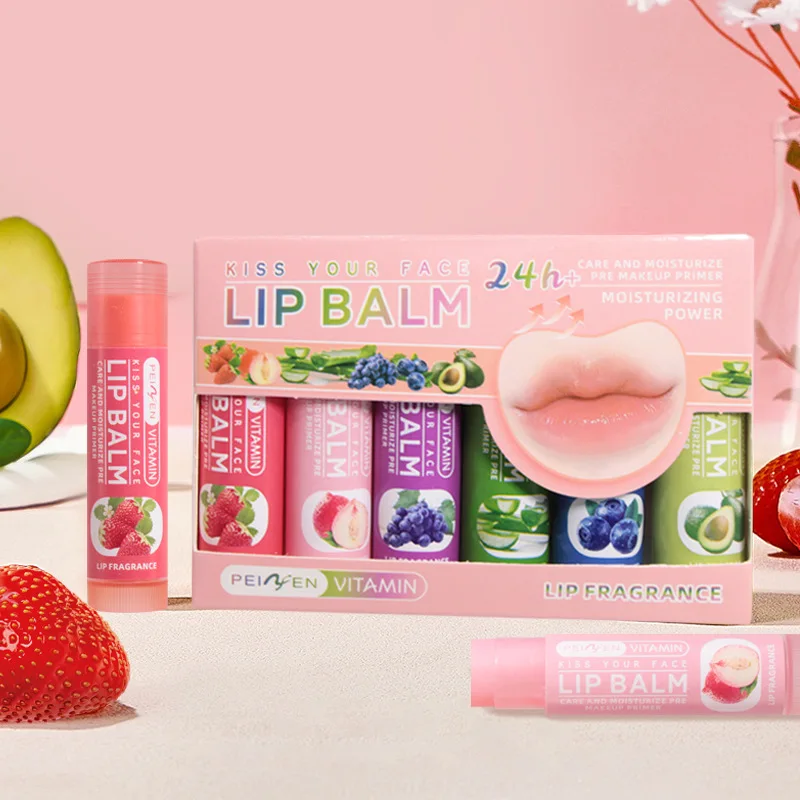 6 Flavors Lips Care Moisturizing Lip Balm Bulk Natural Fruit Lip Balm Set