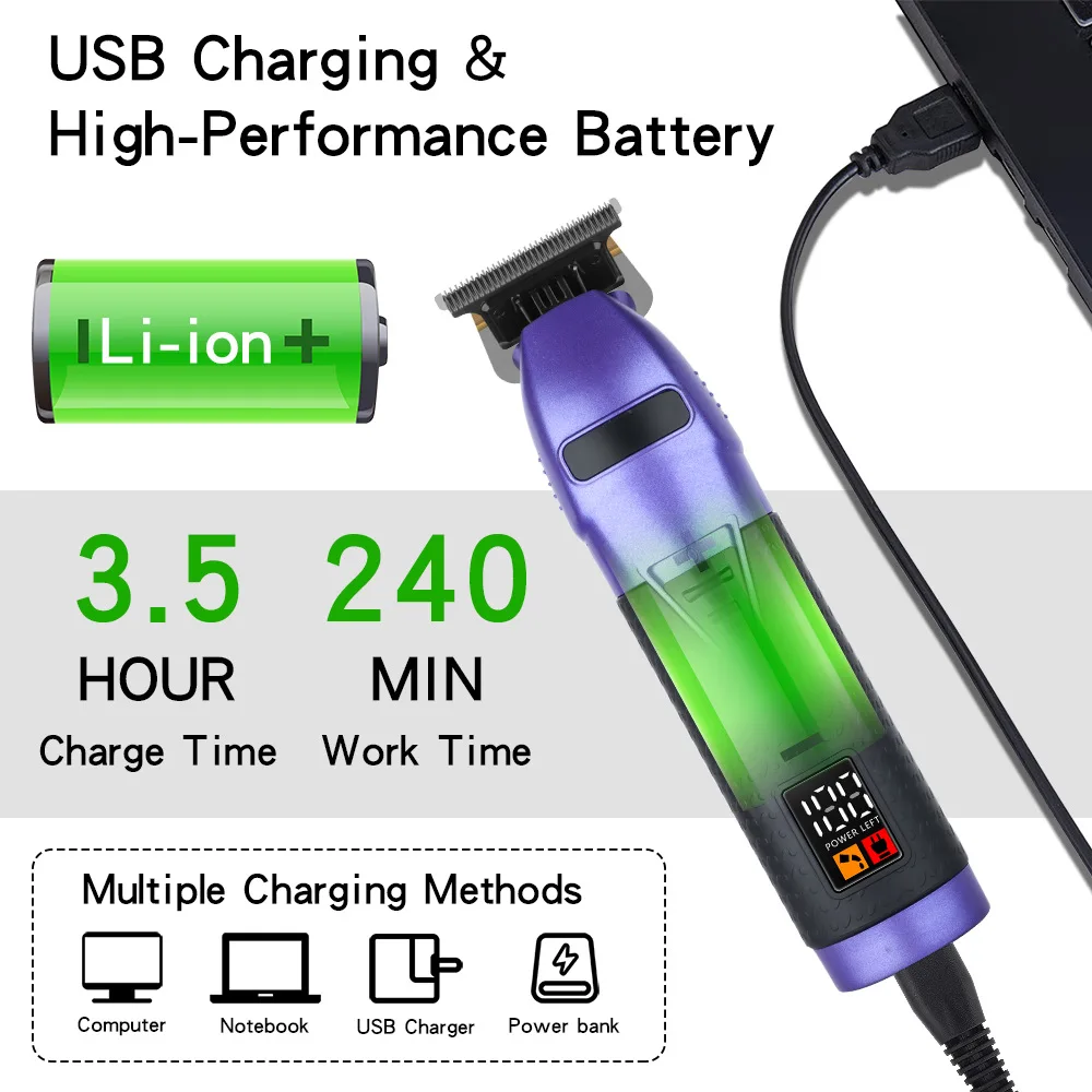 Professional Electric Chargeable T-Blade Trimmer Electric Hair Cutter Motor Wireless Hair Trimmer Hair Cut Machine