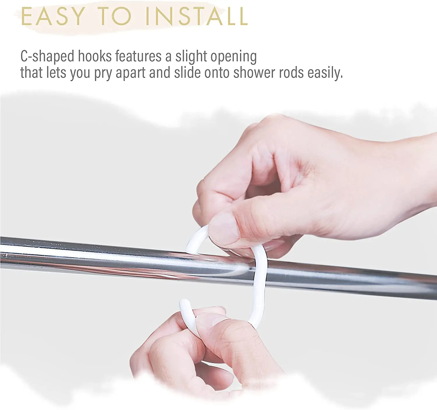 48 Pieces C Shape Plastic White Shower Bath Drape Curtain Loop Clip Hanger Hooks Rings