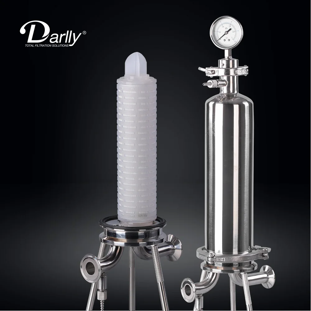 Darlly Single-Round Sanitary Liquid Filter Housing 304, 316L 10inch 20inch for pre-filtration of high-purity water