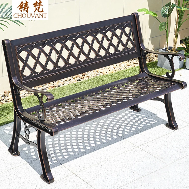 Other Outdoor Furniture Steel legs 2 Aluminum Seaters Diagonal Plaid Park Bench