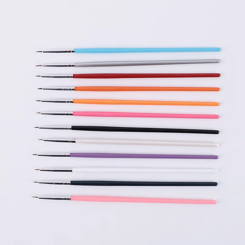 Customized painting pen 12 pcs drawing tool art nail gel brush set for nail salon