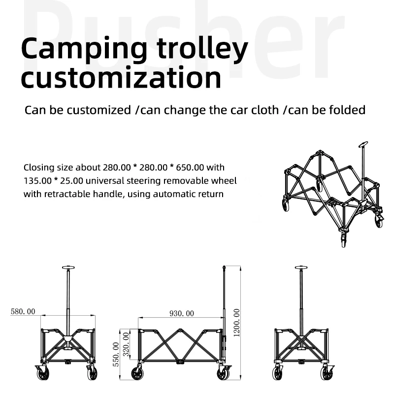 AREFFA Collapsible Outdoor Utility Wagon With Folding Portable Garden Wagon Camping Wagon Cart