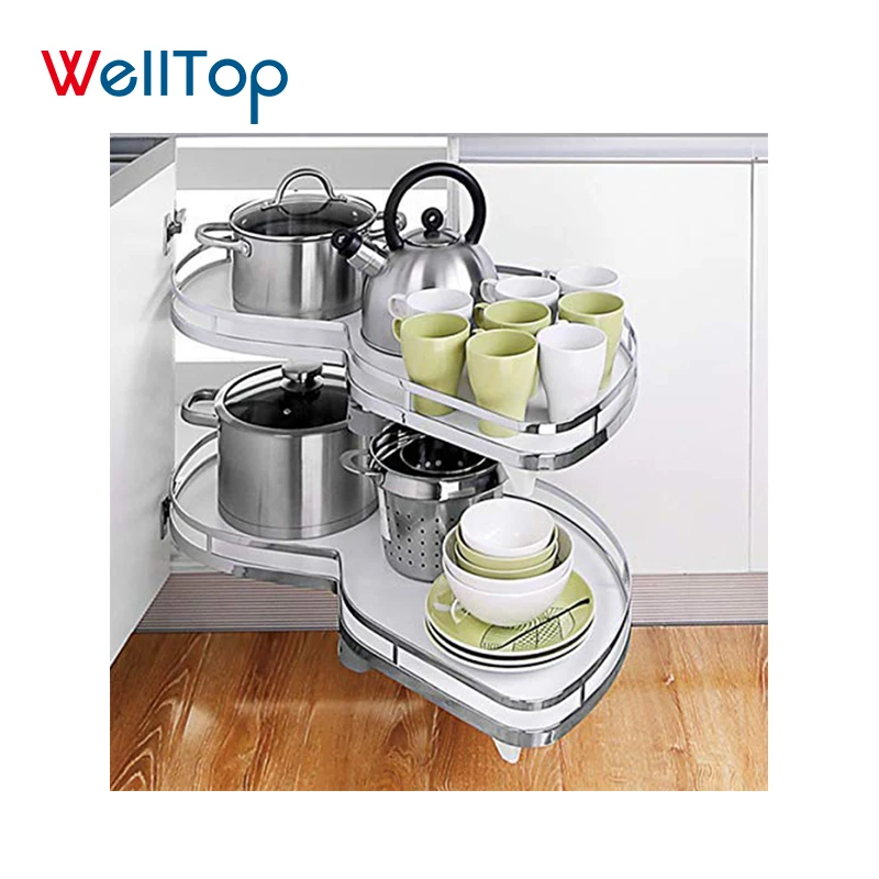 WELLTOP Kitchen Cabinet Blind Corner Pull Swing Tray 36 inch Cabinet 2 Layer Swing Tray Soft Close Basket VT-09.031-1
