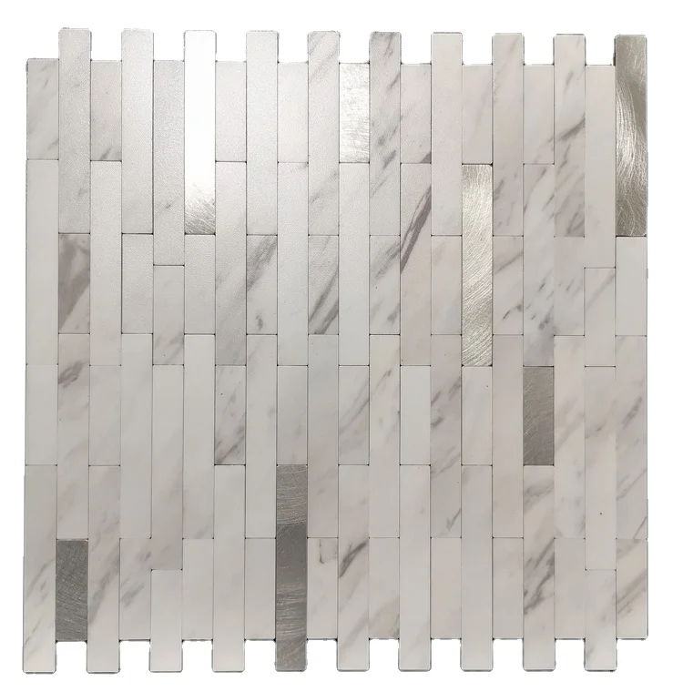 vinyl tiles new type 3d self-adhesive pvc plastic mix aluminum mosaic