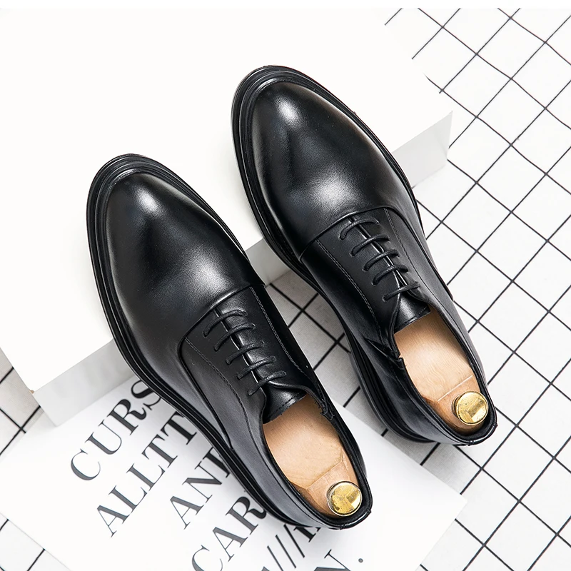 Size 38-46 Durable Lace Up Oxford Dress Shoes Classic Design Wholesale Pointy Toe Formal Wedding Shoes for Men