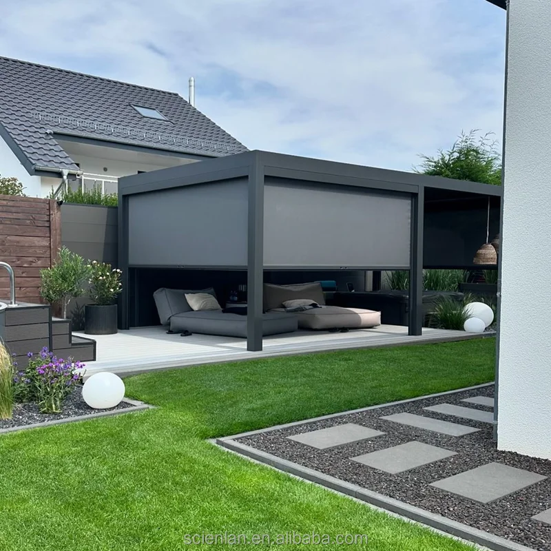 Hot Sales Manual Motorized Easy And Fast Setup Aluminum Pergolas Terrace Roof Rainproof Garden Louver Aluminum Pergola