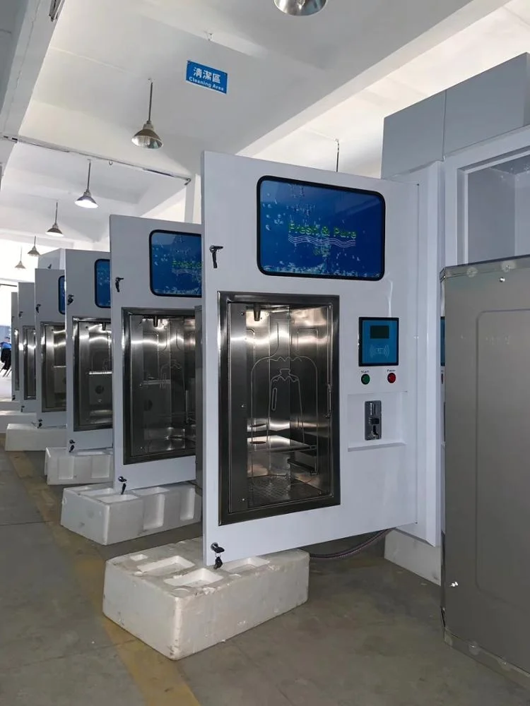 
cube vending machine ice and water dispenser with auto bagging system 