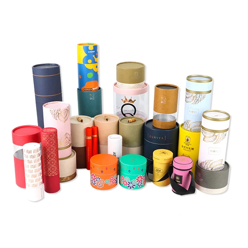 Manufacturer cylinder kraft paper tubes packaging luxury perfume bottle packaging candle box tube cosmetic packaging with logo