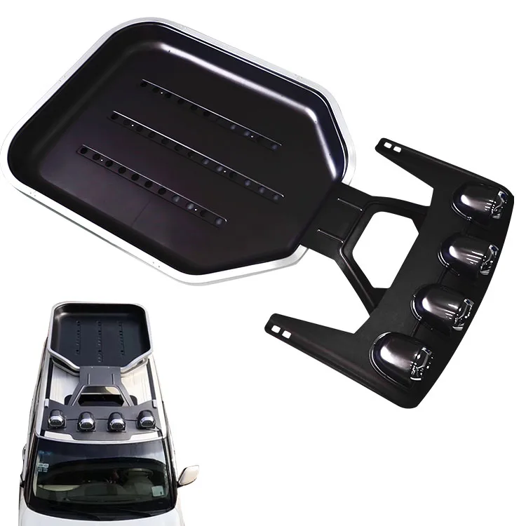 Car Accessories Aviation Aluminum Alloy Cold and Hear Resistant Engineering ABS  Car Roof Luggage Rack Car with Spotlight