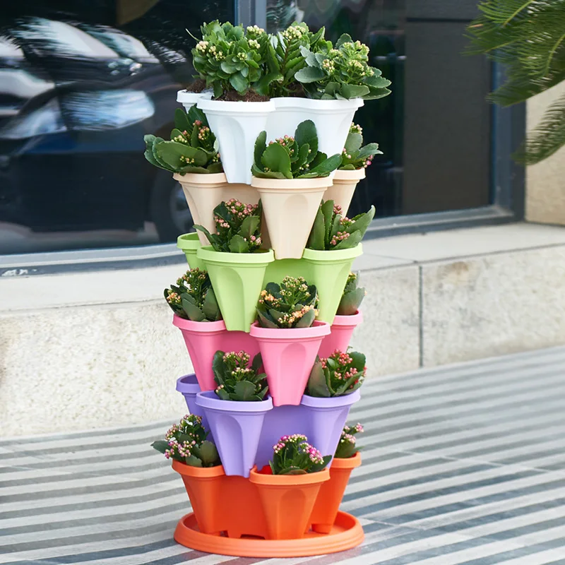 OXGIFT Wholesale move three-dimensional strawberry plant growing plastic flower pots & planters