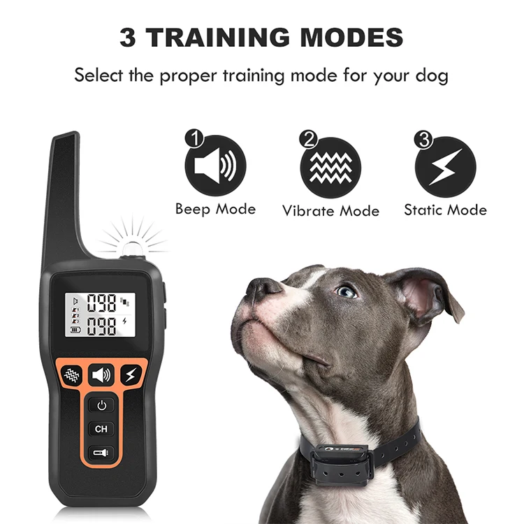 2022 anti bark  auto anti barking dog training collar for dog anti-bark 1000m remote range electric shock for security