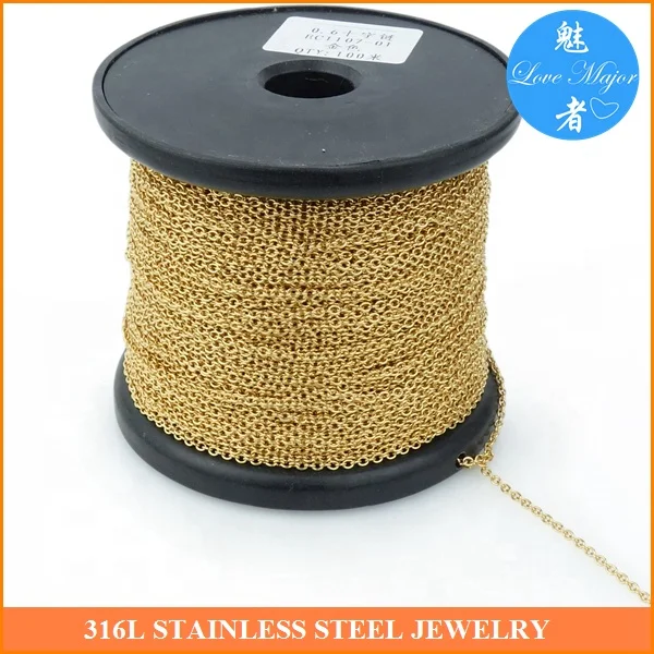 Gold Plated Fashion Stainless Steel Jewelry Necklace Making Oval Chain with Round Wire In Spool