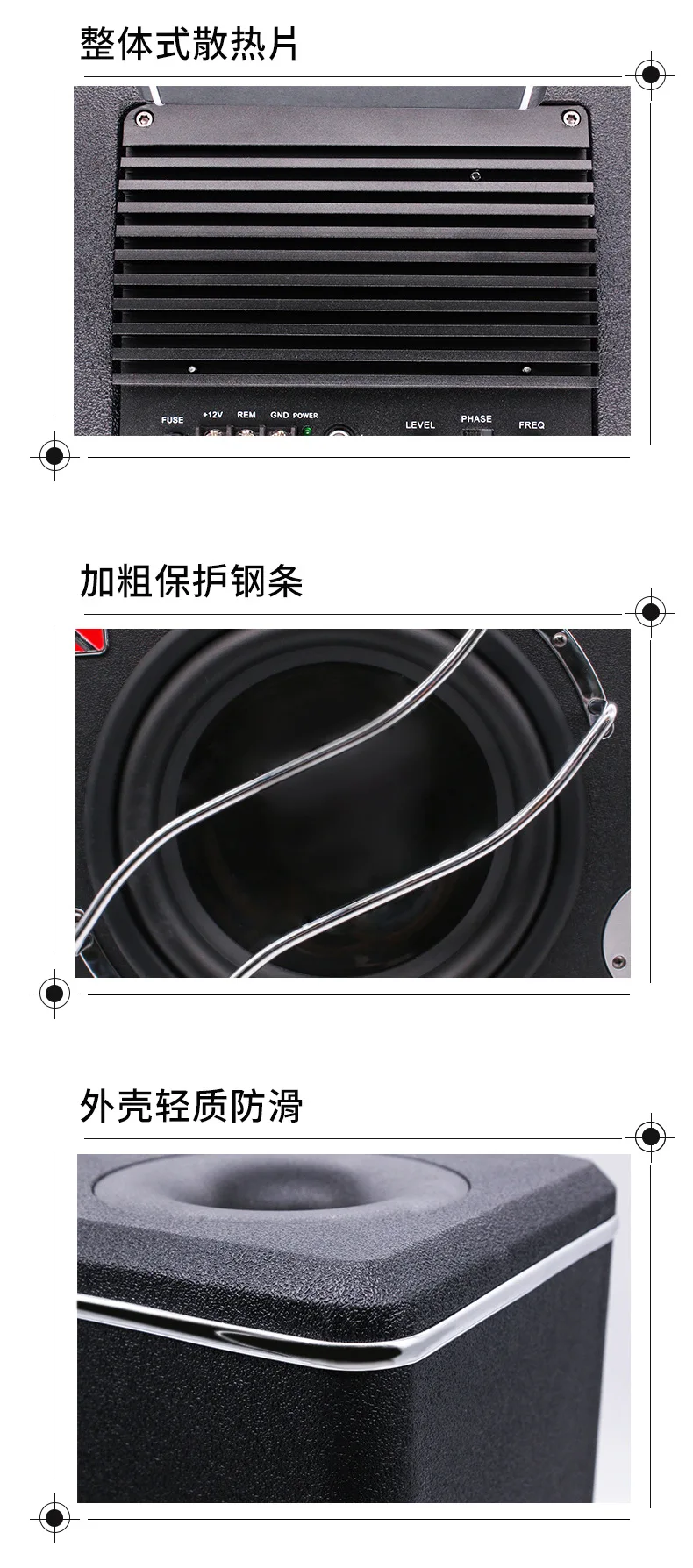 max power 1200W car audio subwoofer 12V 10 inch subwoofer active trapezoid subwoofers for car