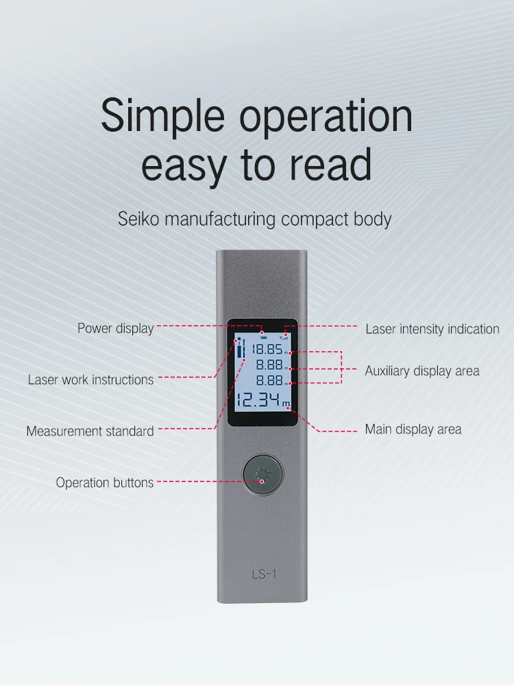 Xiaomi Duka Laser Rangefinders 40M High Laser Range Finder LS-P laser distance meter USB Flash Charging Portable Tool