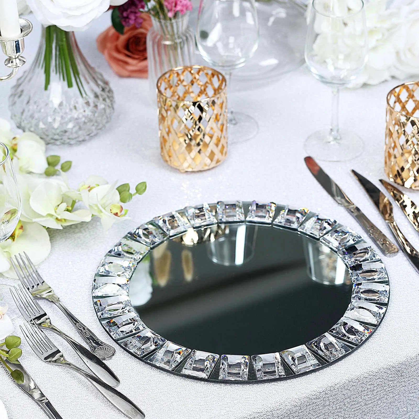 Glass mirror wedding decoration diamond plate electroplating wholesale